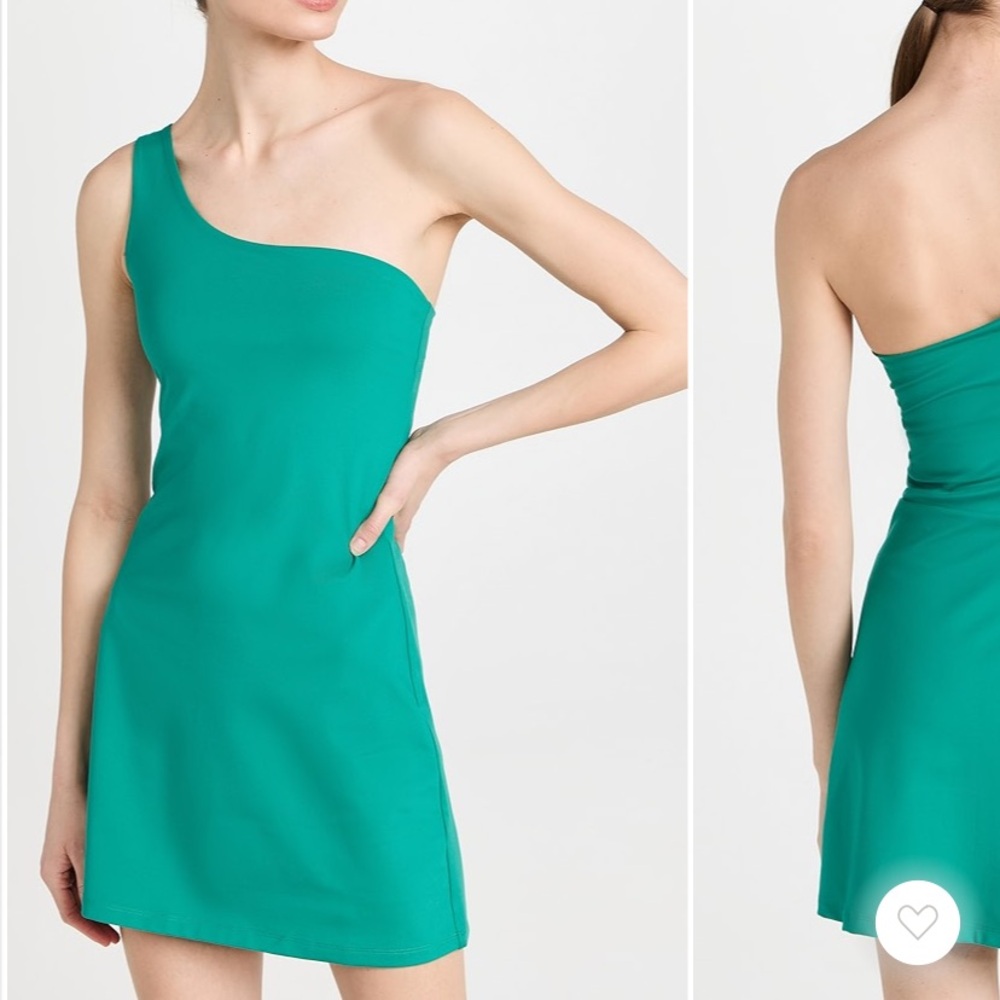 Girlfriend Collective Bianca One-Shoulder Green Dress